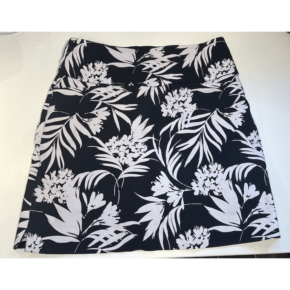 S.C. & Co Black White Floral Golf‎ Tennis Skort Shorts Pockets Womens M Stretch